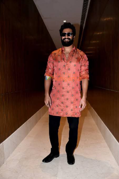 WK Orange Embroidered Work Men's Kurta with Black Pajama