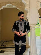 Black kurta set With Embroidery work