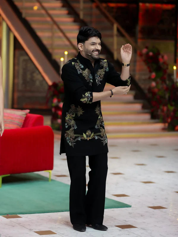 Kapil Sharma Style Black Kurta for Men
