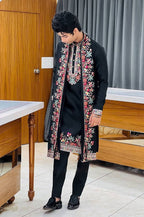 Luxury black ethnic kurta for men