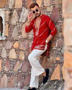 Premium red wedding kurta pajama set