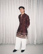 BROWN  ELEPHANT AND BUTTI EMBROIDERY WORK KURTA PAJAMA SET
