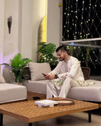 IVORY TREE OF LIFE PEACOCK KURTA PAJAMA SET FOR MEN