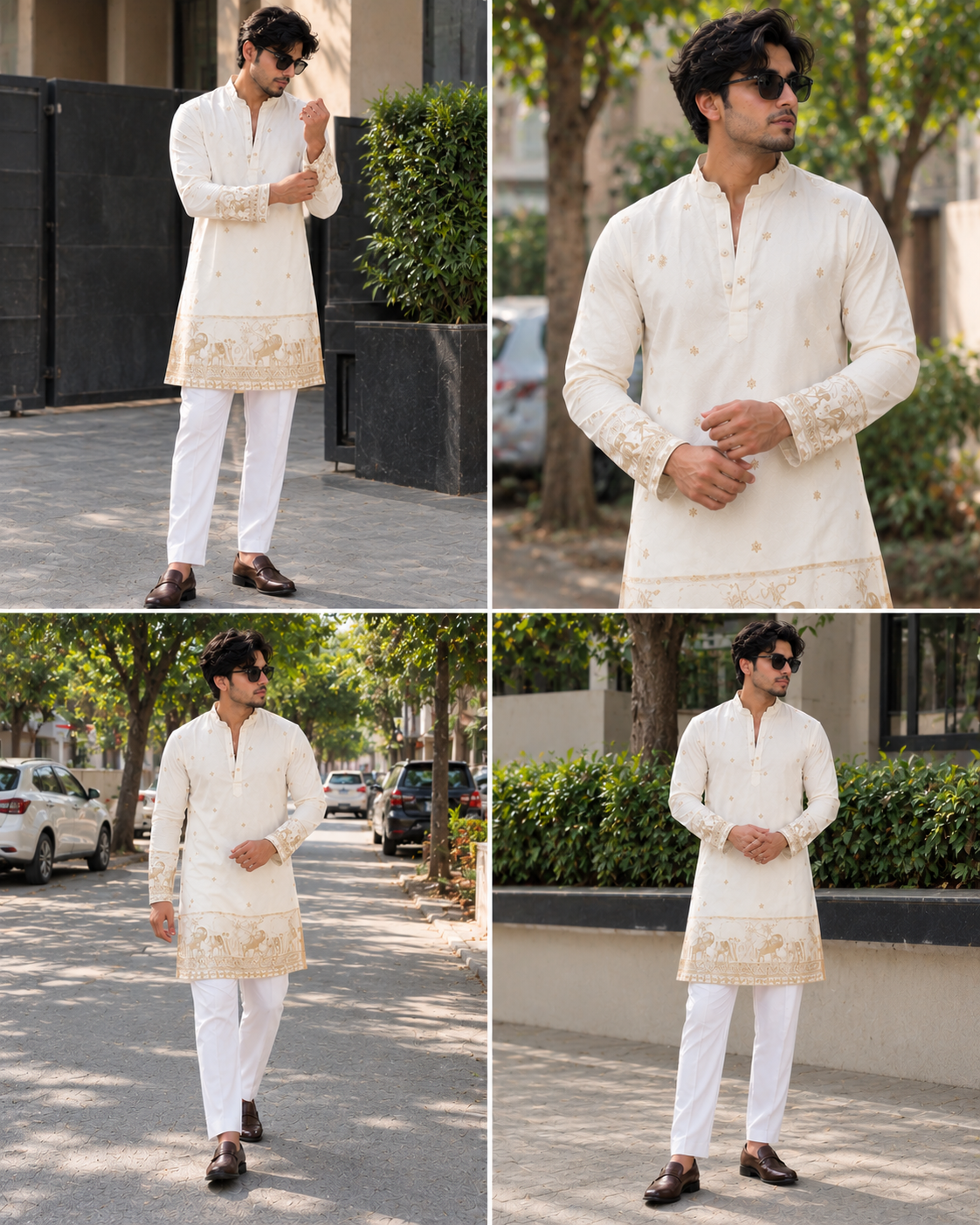 White Designer Embroidered Kurta Pajama Set for Men – Wedding & Festive Wear