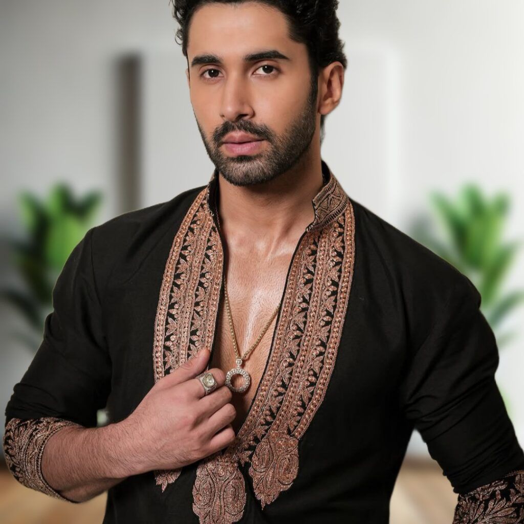 Men's Black Embroidered Kurta Pajama Front View for Wedding and Festive Wear