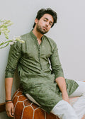 Mint Green Cl Embroidered Work Men's Kurta with Pajama