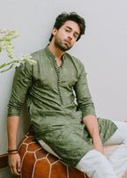Mint Green Cl Embroidered Work Men's Kurta with Pajama