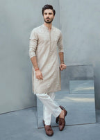 Floral Motifs Embroidered Work Men's Kurta with Pajama