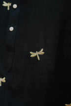 Black Dragon Fly Embroidered Work Men's Kurta with Pajama