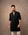 BLACK  EMBROIDERED WORK KURTA PAJAMA SET