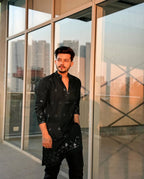BLACK MIRROR MEN'S DESIGENER KURTA WITH PAJAMA