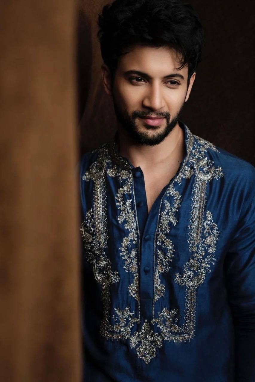 BLUE JARI NACK PURE GAJI SILK EMBROIDERED KURTA WITH PAJAMA SET