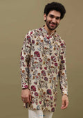 OFF WHITE FLOWER PRINTED KURTA PAJAMA SET
