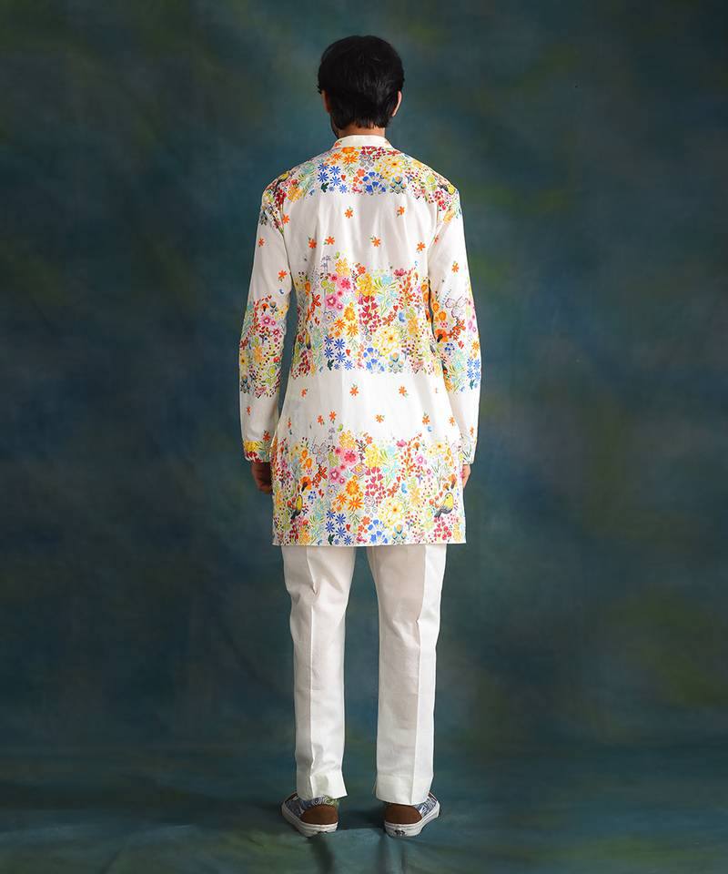 MULTI COLOUR FLORAL BELT PRINTED KURTA PAJAMA SET