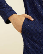 NAVY BLUE CHIKANKARI EMBROIDERED KURTA PAJAMA SET