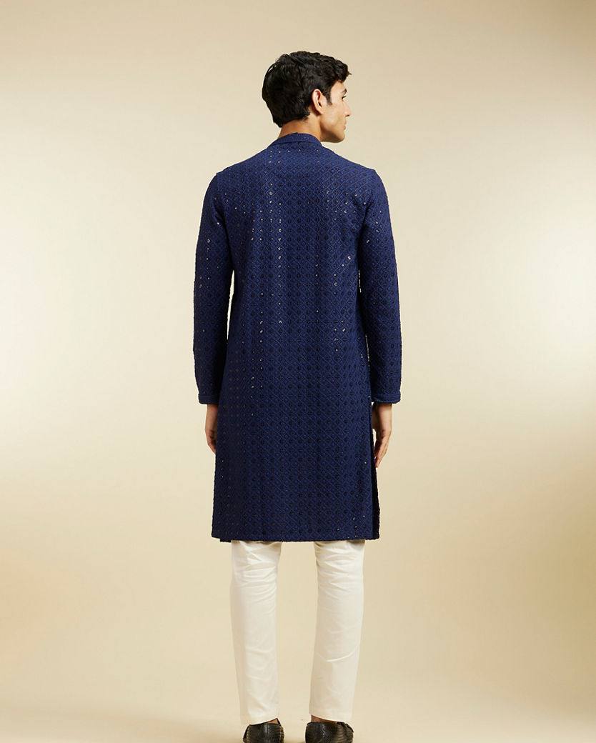 NAVY BLUE CHIKANKARI EMBROIDERED KURTA PAJAMA SET