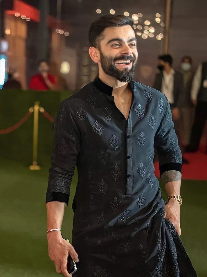 VK Embroidered Men's Kurta with Pajama
