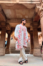 OFF WHITE HEAVY EMBROIDERED WORK KURTA PAJAMA AND DUPATTA SET FOR MEN'S