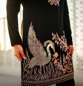 BLACK  HEAVY FLAMINGO SEQUENCE EMBROIDERED KURTA WITH PAJAMA