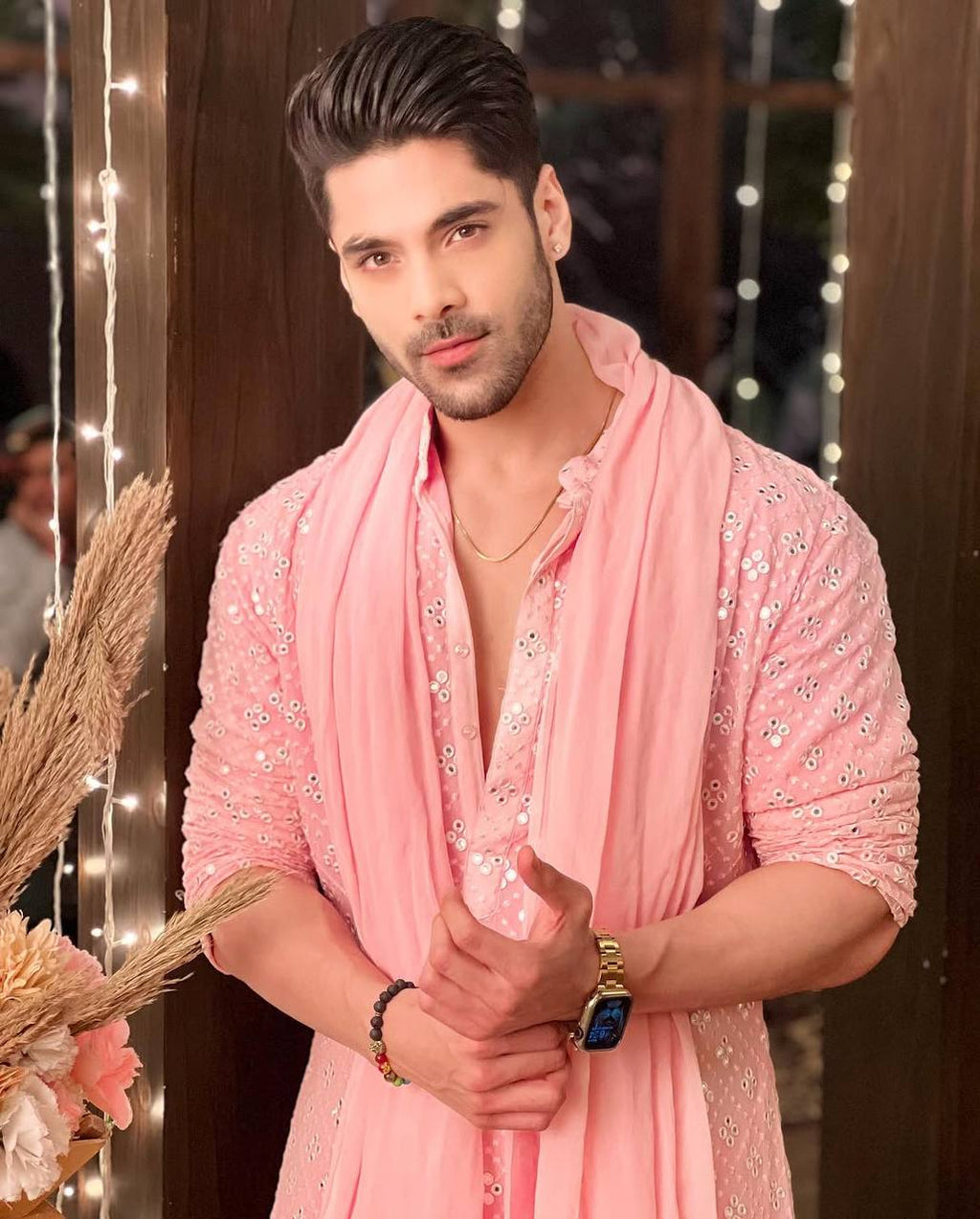 PINK MIRROR MEN'S DESIGENER KURTA WITH PAJAMA WITH DUPATTA