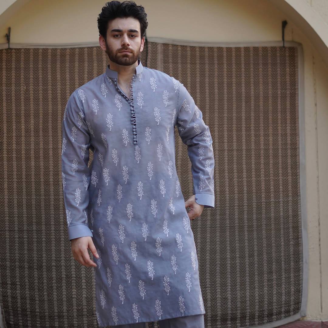 BLUE KURTA WITH PAJAMA FOR MENS
