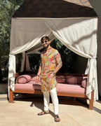 MULTI FLOWER PRINTED KURTA PAJAMA SET FOR MEN'S